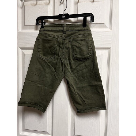 BKJ Sws X London Shorts Women Size 1 27 Bermuda Low Rise‎ Green Denim Jean - Picture 8 of 8